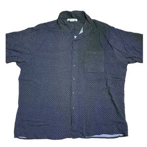 Fellini Greyish Blue Short Sleeve Button Down Up Mens Shirt with Pocket Sz XL